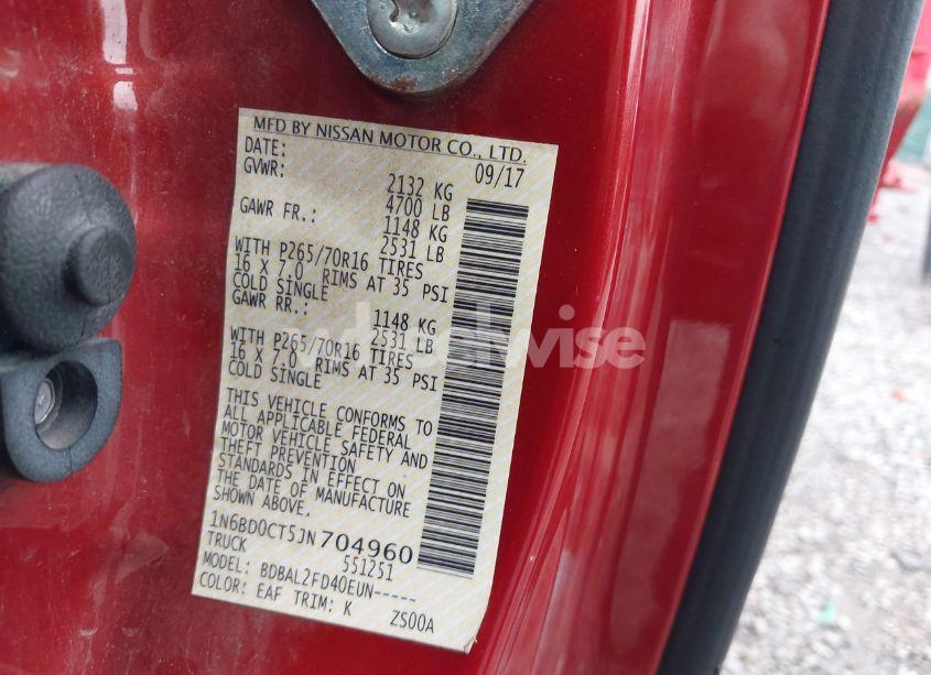 Photo 9 of 2018 Nissan Frontier SV (VIN 1N6BD0CT5JN704960)