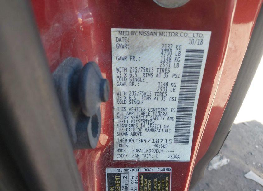 Photo 9 of 2019 Nissan Frontier S (VIN 1N6BD0CT5KN718715)