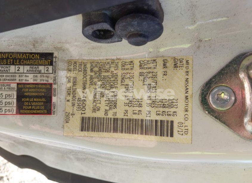 Photo 9 of 2017 Nissan Frontier S (VIN 1N6BD0CT6HN746001)