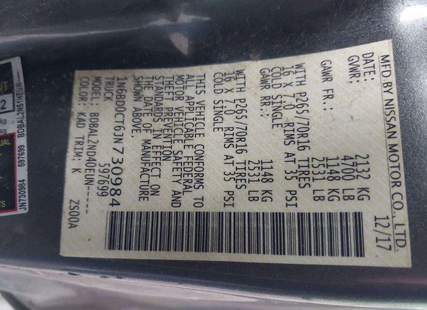 Photo 9 of 2018 Nissan Frontier SV-I4 (VIN 1N6BD0CT6JN730984)