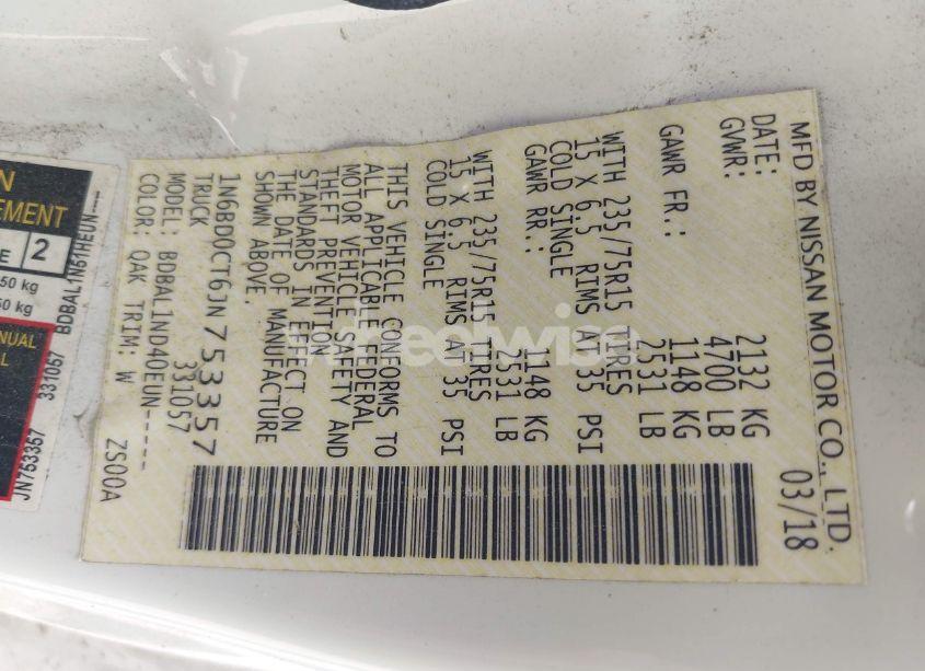 Photo 9 of 2018 Nissan Frontier S (VIN 1N6BD0CT6JN753357)