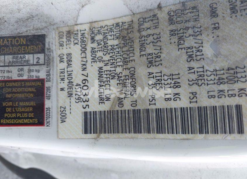 Photo 9 of 2019 Nissan Frontier S (VIN 1N6BD0CT7KN760335)