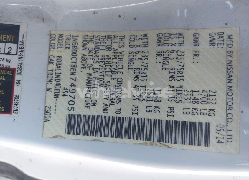 Photo 9 of 2014 Nissan Frontier S/SV-I4 (VIN 1N6BD0CT8EN749705)