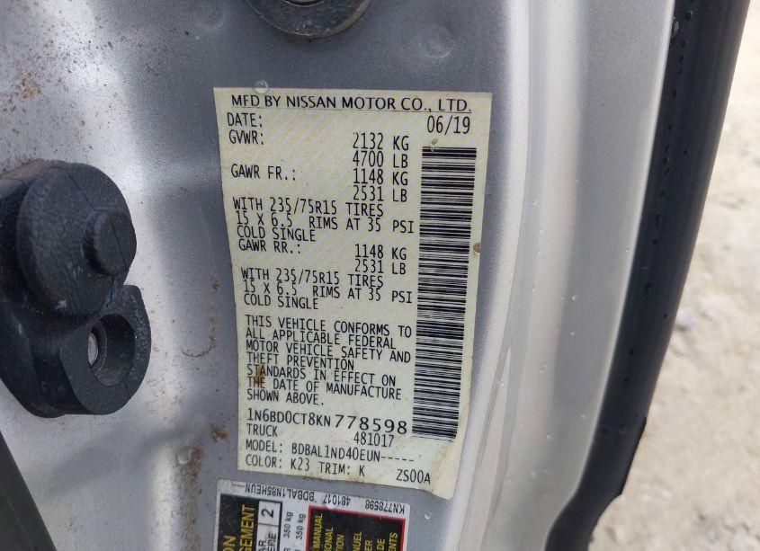 Photo 9 of 2019 Nissan Frontier S (VIN 1N6BD0CT8KN778598)