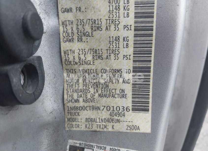 Photo 9 of 2017 Nissan Frontier DESERT RUNNER/S/SV-I4 (VIN 1N6BD0CT9HN701036)