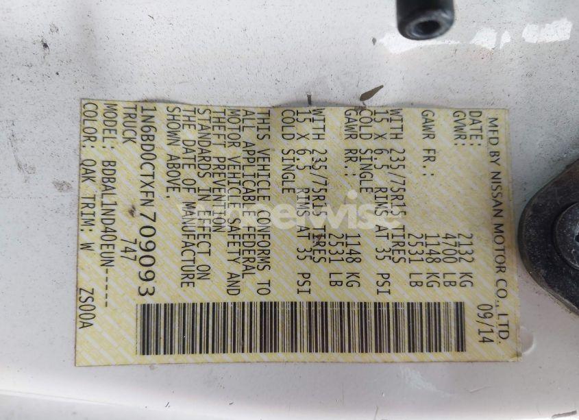 Photo 9 of 2015 Nissan Frontier S/SV-I4 (VIN 1N6BD0CTXFN709093)