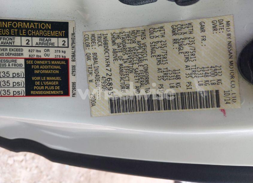 Photo 9 of 2015 Nissan Frontier S (VIN 1N6BD0CTXFN726895)