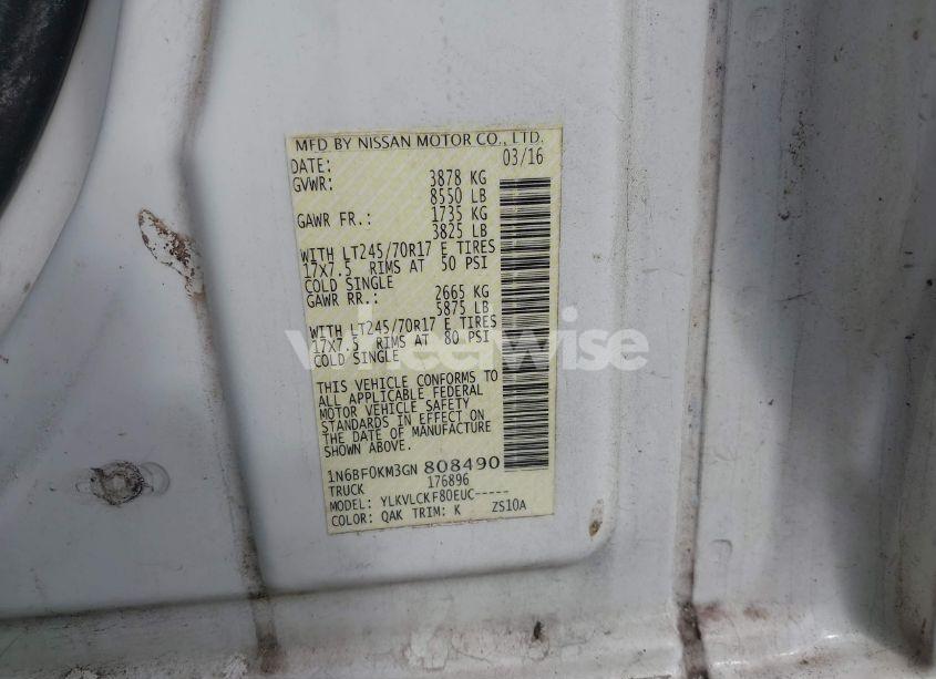 Photo 9 of 2016 Nissan Nv CARGO NV1500 S V6 (VIN 1N6BF0KM3GN808490)