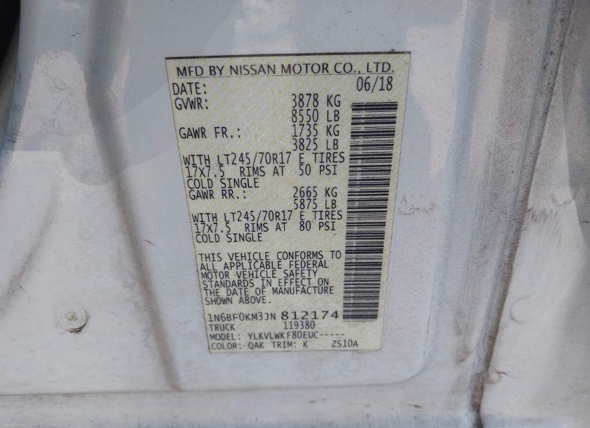 Photo 9 of 2018 Nissan Nv CARGO NV1500 S V6 (VIN 1N6BF0KM3JN812174)