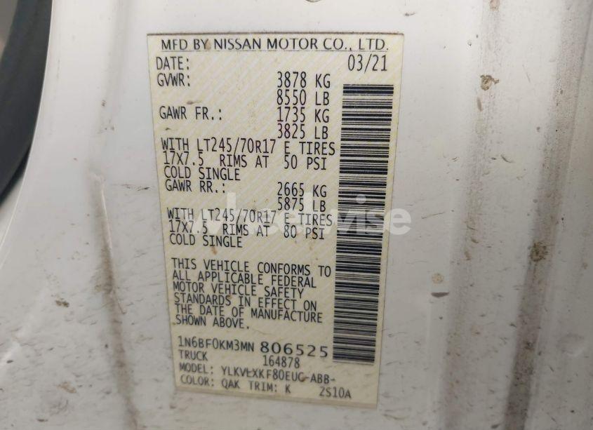 Photo 9 of 2021 Nissan Nv CARGO NV1500 SV STANDARD ROOF V6 (VIN 1N6BF0KM3MN806525)