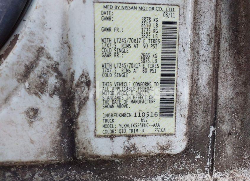 Photo 9 of 2012 Nissan Nv 1500 NV1500 SV V6 (VIN 1N6BF0KM8CN110516)