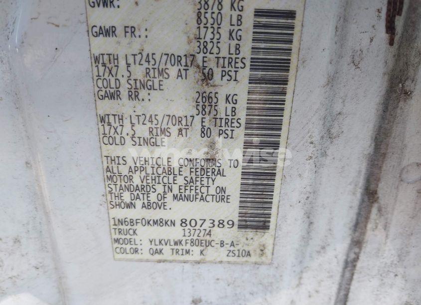 Photo 9 of 2019 Nissan Nv CARGO NV1500 S V6 (VIN 1N6BF0KM8KN807389)