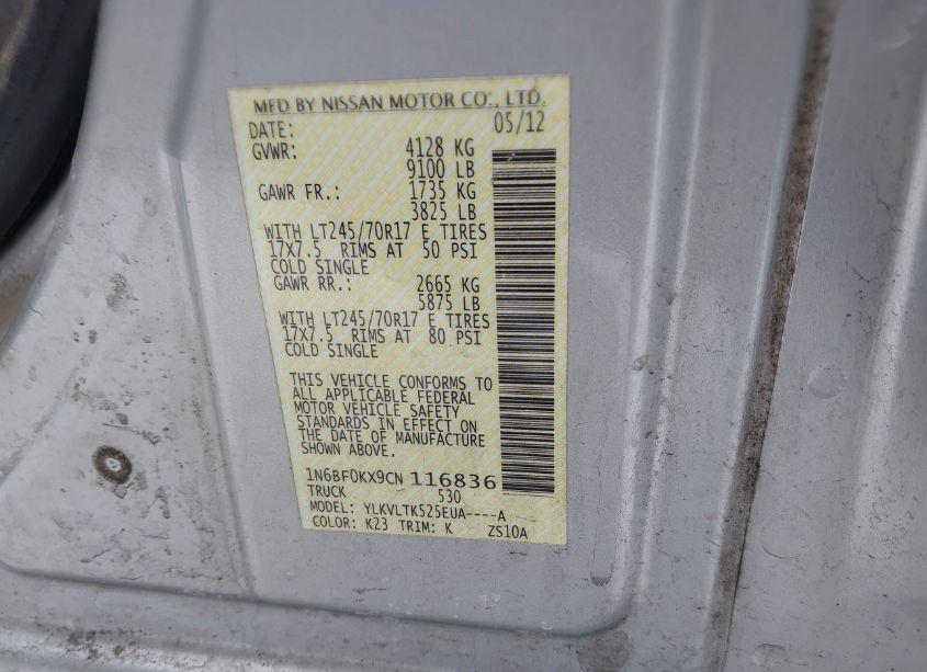 Photo 9 of 2012 Nissan Nv 2500 NV2500 HD SV V6 (VIN 1N6BF0KX9CN116836)