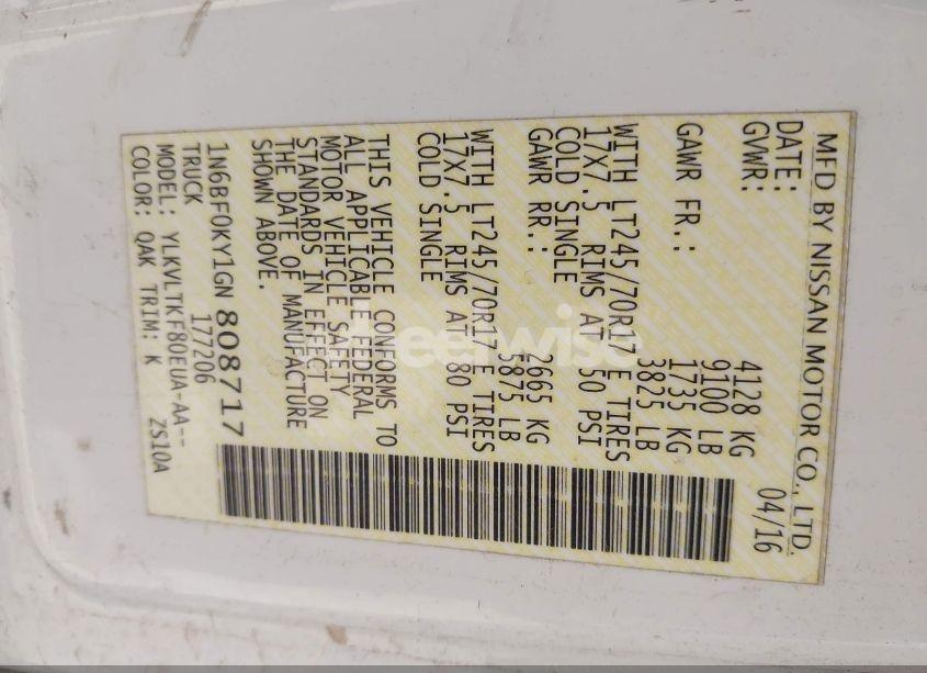 Photo 9 of 2016 Nissan Nv CARGO NV2500 HD SV V6 (VIN 1N6BF0KY1GN808717)