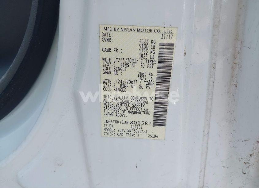 Photo 9 of 2018 Nissan Nv CARGO NV2500 HD SV V6 (VIN 1N6BF0KY1JN801581)