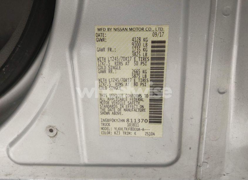 Photo 9 of 2017 Nissan Nv CARGO NV2500 HD SV V6 (VIN 1N6BF0KY2HN811370)