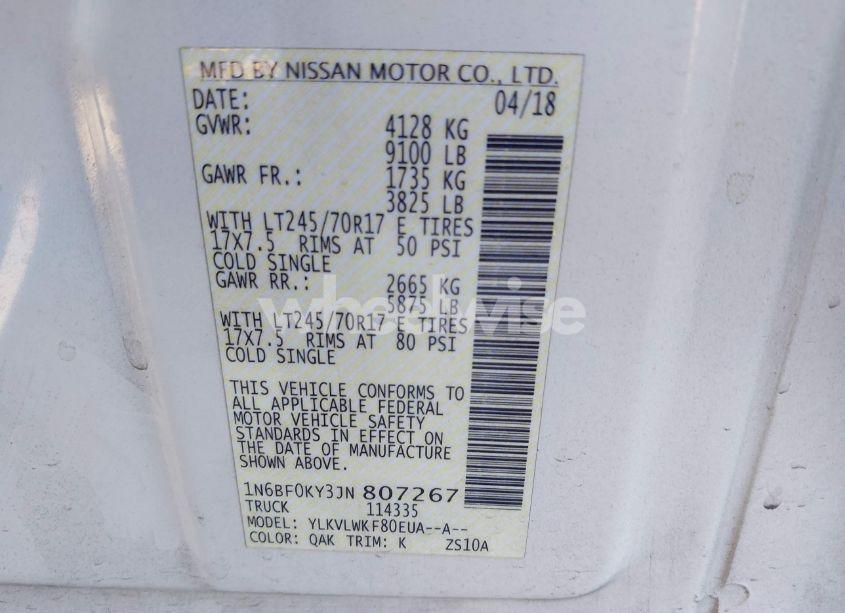 Photo 9 of 2018 Nissan Nv CARGO NV2500 HD S V6 (VIN 1N6BF0KY3JN807267)