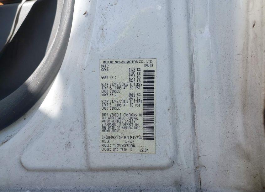 Photo 9 of 2018 Nissan Nv CARGO NV2500 HD S V6 (VIN 1N6BF0KY3JN818074)