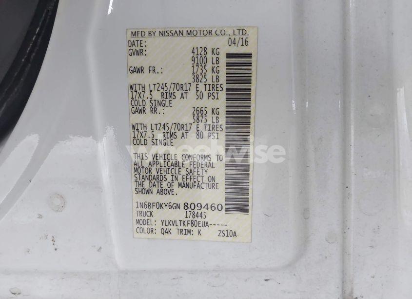 Photo 9 of 2016 Nissan Nv CARGO NV2500 HD SV V6 (VIN 1N6BF0KY6GN809460)