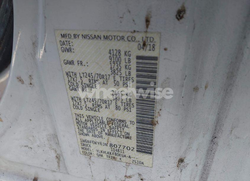 Photo 9 of 2018 Nissan Nv CARGO NV2500 HD SL V6 (VIN 1N6BF0KY6JN807702)