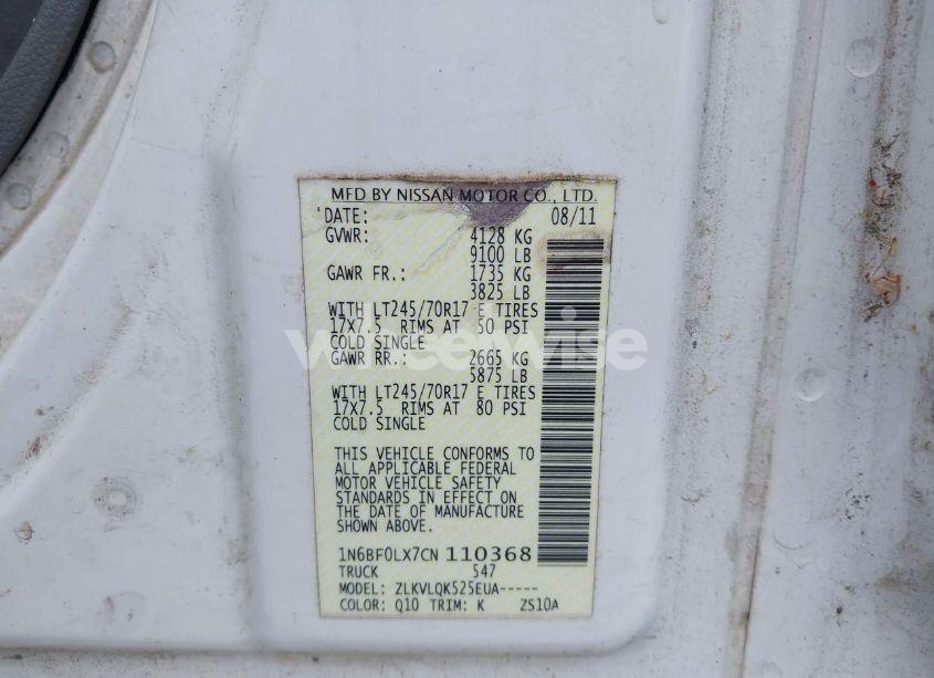 Photo 9 of 2012 Nissan Nv 2500 NV2500 HD S V6 (VIN 1N6BF0LX7CN110368)