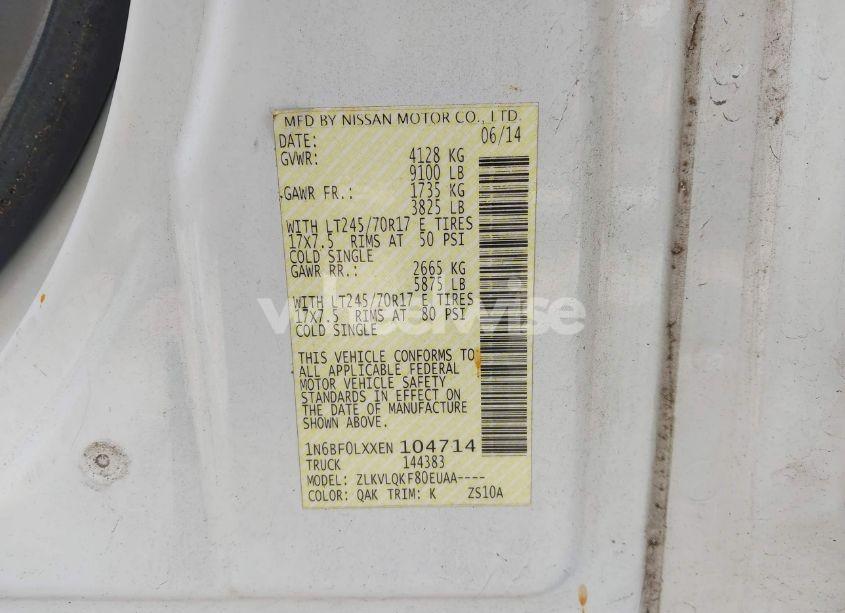 Photo 9 of 2014 Nissan Nv CARGO NV2500 HD S V6 (VIN 1N6BF0LXXEN104714)