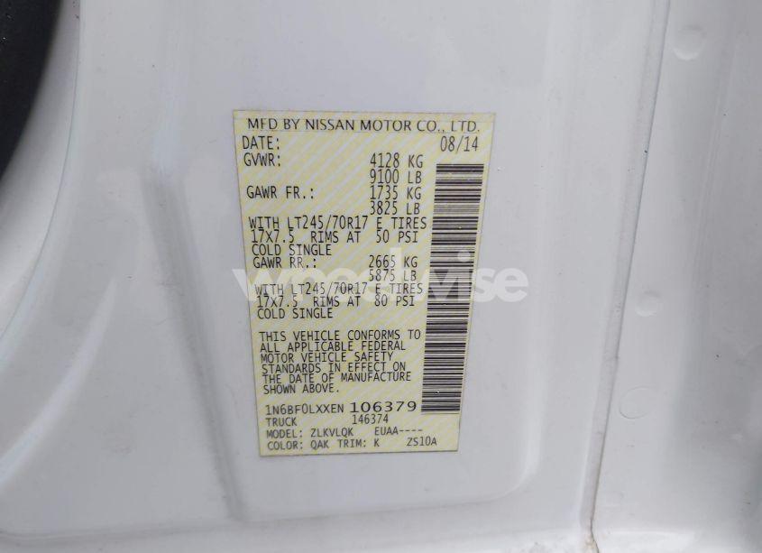 Photo 9 of 2014 Nissan Nv CARGO NV2500 HD S V6 (VIN 1N6BF0LXXEN106379)