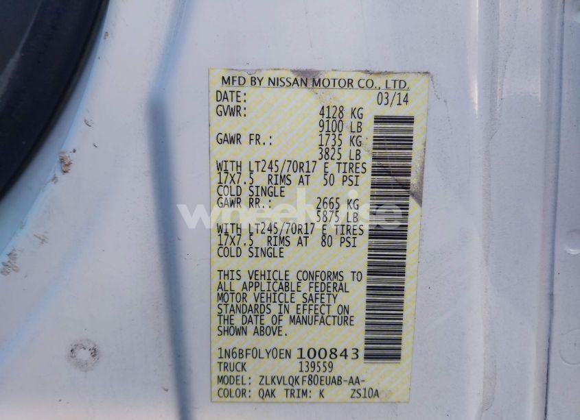 Photo 9 of 2014 Nissan Nv CARGO NV2500 HD S V6/SV V6 (VIN 1N6BF0LY0EN100843)