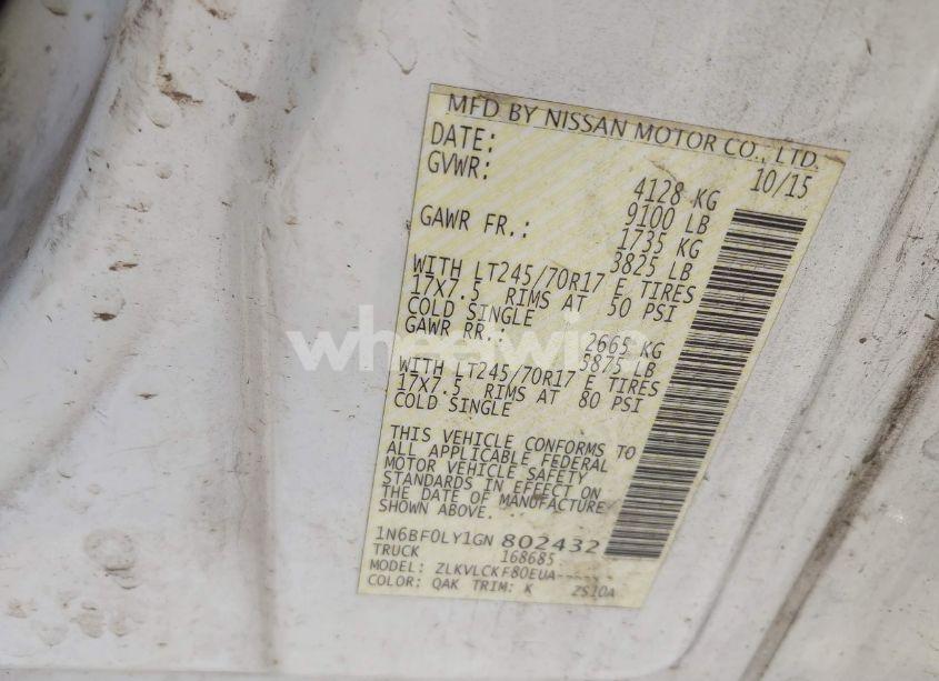 Photo 9 of 2016 Nissan Nv CARGO NV2500 HD S V6 (VIN 1N6BF0LY1GN802432)