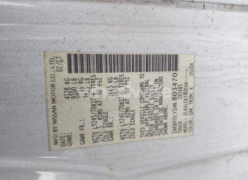 Photo 9 of 2017 Nissan Nv CARGO NV2500 HD S V6 (VIN 1N6BF0LY1HN803470)