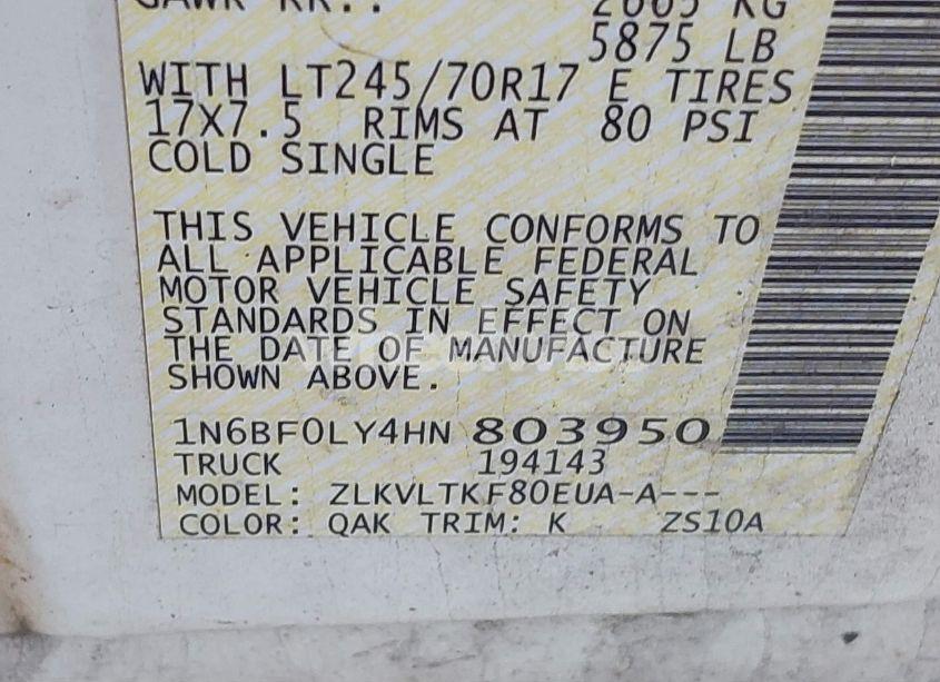 Photo 9 of 2017 Nissan Nv CARGO NV2500 HD SV V6 (VIN 1N6BF0LY4HN803950)