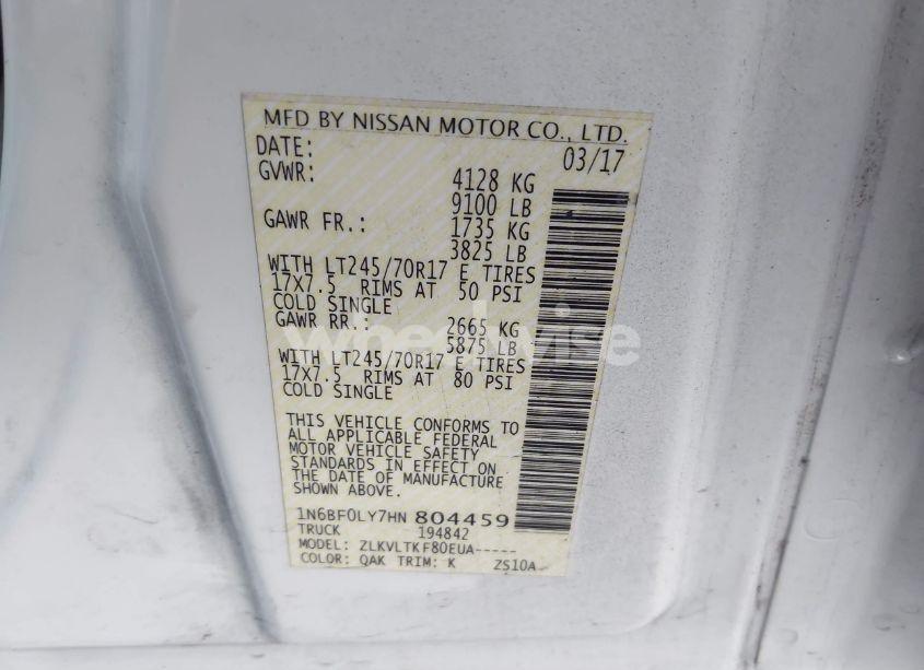 Photo 9 of 2017 Nissan Nv CARGO NV2500 HD SV V6 (VIN 1N6BF0LY7HN804459)