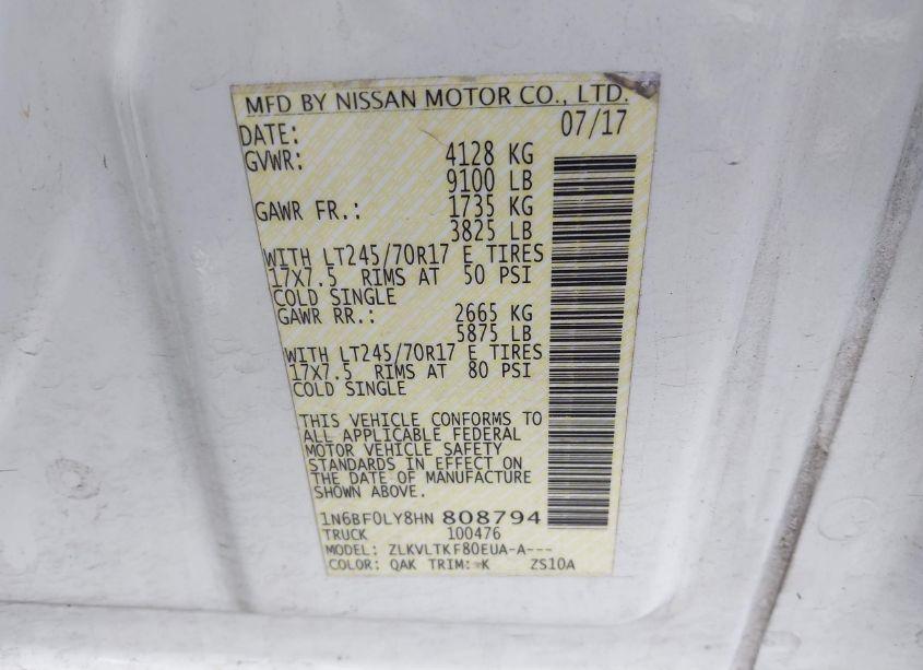 Photo 9 of 2017 Nissan Nv CARGO NV2500 HD SV V6 (VIN 1N6BF0LY8HN808794)