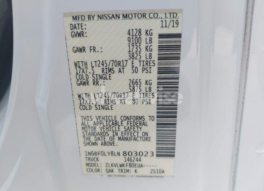 Photo 9 of 2020 Nissan Nv CARGO NV2500 HD S HIGH ROOF V6 (VIN 1N6BF0LY8LN803023)