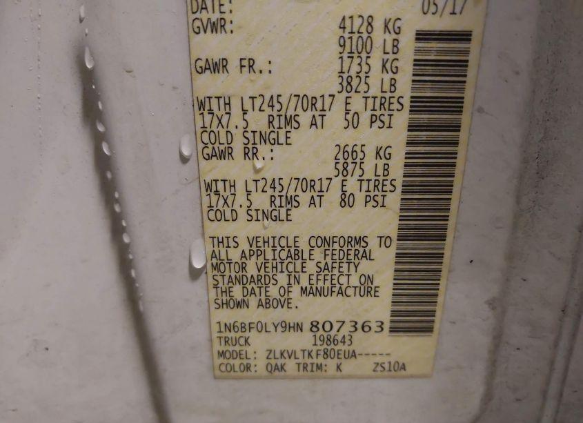 Photo 9 of 2017 Nissan Nv CARGO NV2500 HD SV V6 (VIN 1N6BF0LY9HN807363)