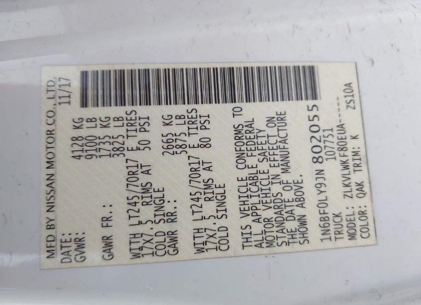 Photo 8 of 2018 Nissan Nv CARGO NV2500 HD (VIN 1N6BF0LY9JN802055)