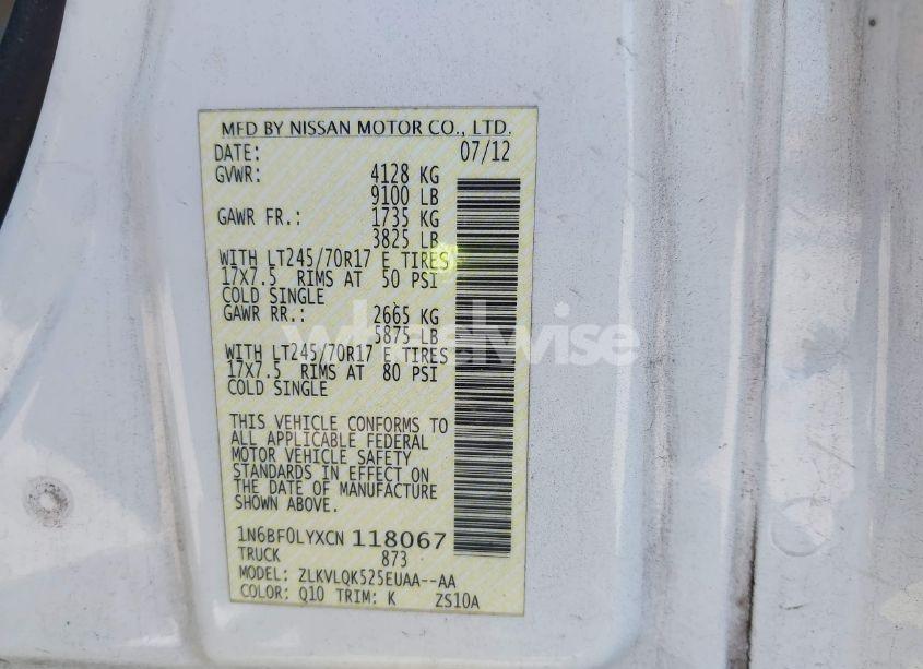 Photo 9 of 2012 Nissan Nv 2500 (VIN 1N6BF0LYXCN118067)