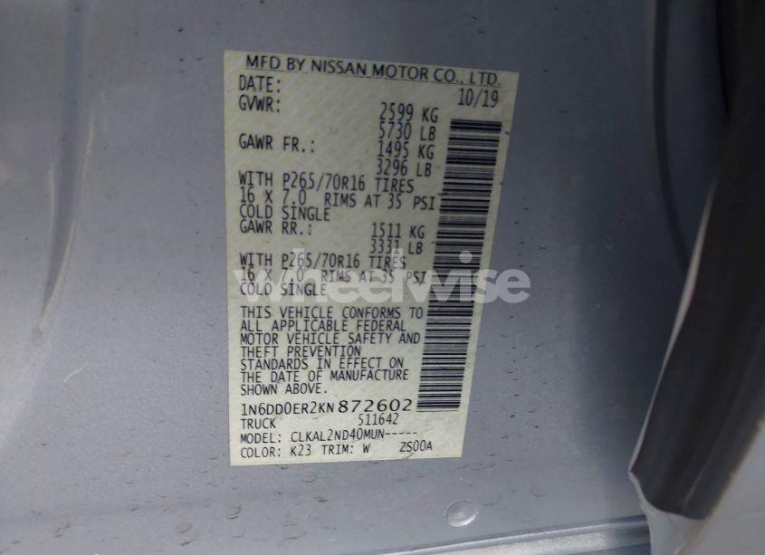 Photo 9 of 2019 Nissan Frontier SV (VIN 1N6DD0ER2KN872602)