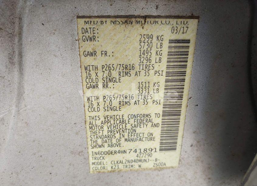 Photo 9 of 2017 Nissan Frontier DESERT RUNNER (VIN 1N6DD0ER4HN741891)