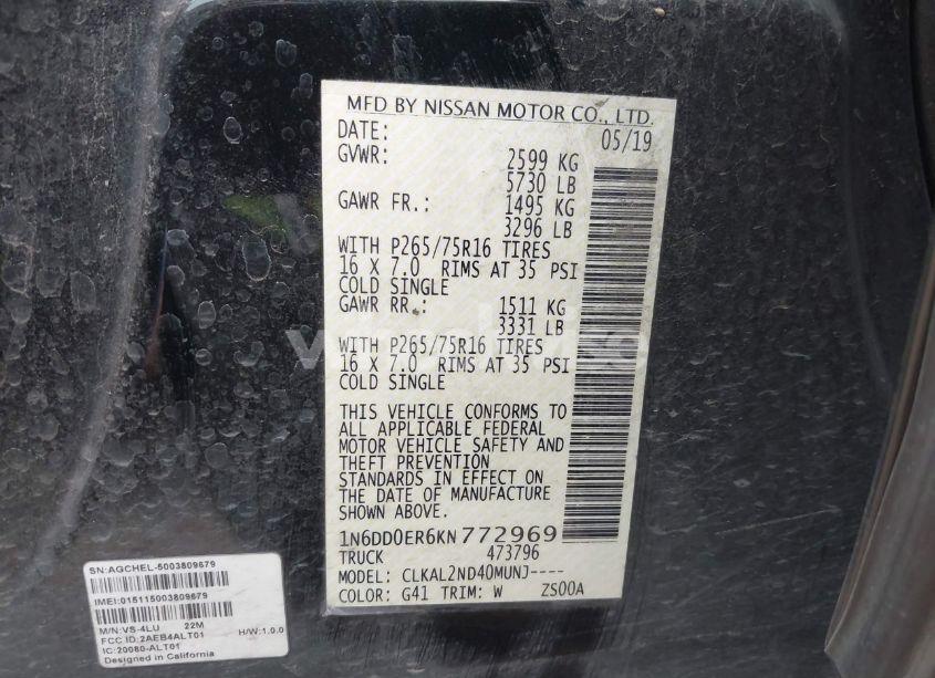 Photo 9 of 2019 Nissan Frontier DESERT RUNNER (VIN 1N6DD0ER6KN772969)