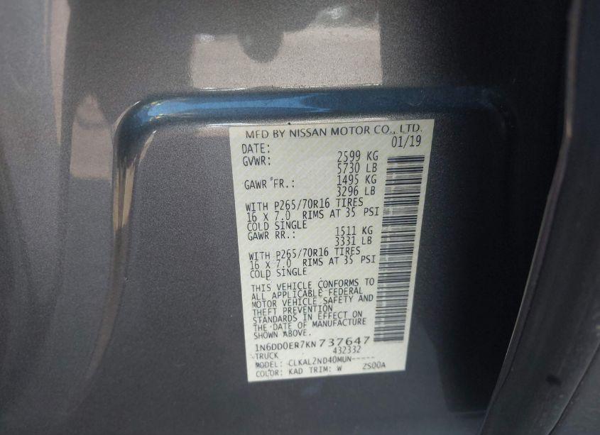 Photo 9 of 2019 Nissan Frontier SV (VIN 1N6DD0ER7KN737647)