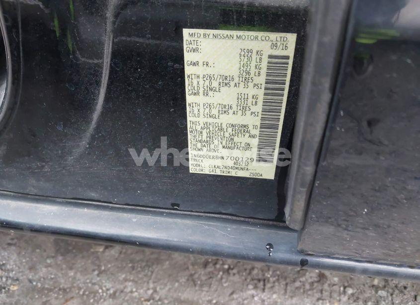 Photo 9 of 2017 Nissan Frontier SV (VIN 1N6DD0ER8HN700129)