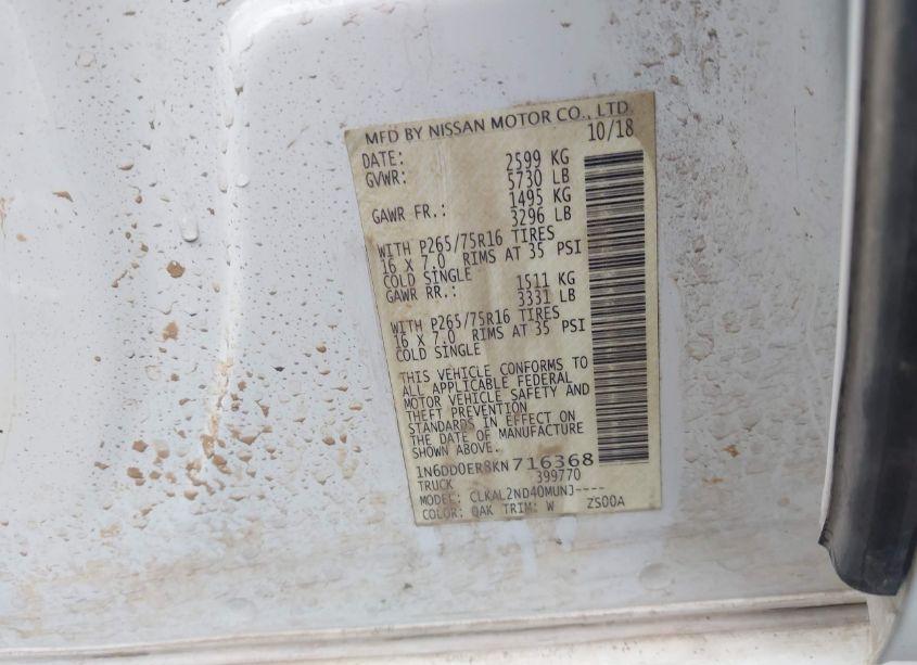 Photo 9 of 2019 Nissan Frontier DESERT RUNNER (VIN 1N6DD0ER8KN716368)