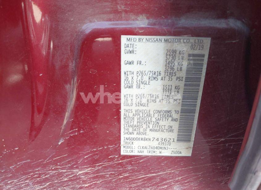 Photo 9 of 2019 Nissan Frontier DESERT RUNNER (VIN 1N6DD0ER8KN743621)