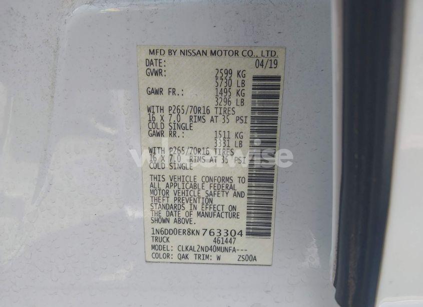 Photo 9 of 2019 Nissan Frontier SV (VIN 1N6DD0ER8KN763304)