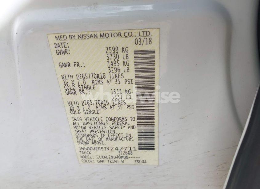 Photo 9 of 2018 Nissan Frontier SV (VIN 1N6DD0ER9JN747711)