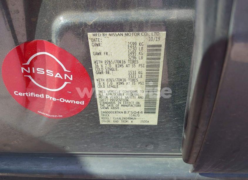 Photo 9 of 2019 Nissan Frontier SV (VIN 1N6DD0ER9KN875044)