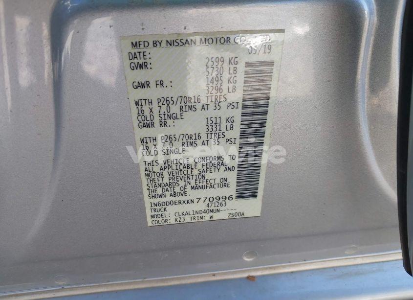 Photo 9 of 2019 Nissan Frontier S (VIN 1N6DD0ERXKN770996)