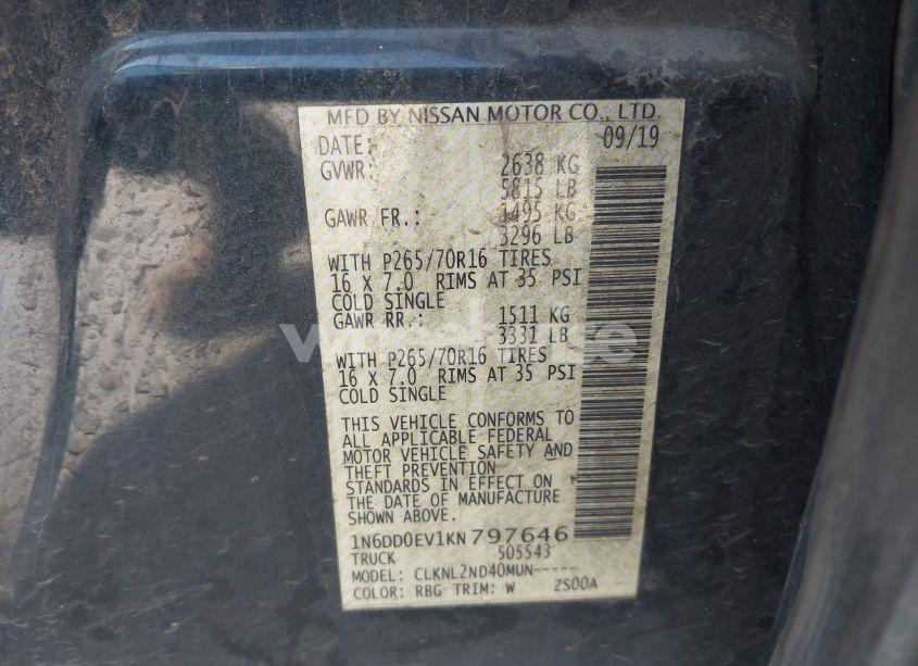 Photo 9 of 2019 Nissan Frontier SV (VIN 1N6DD0EV1KN797646)