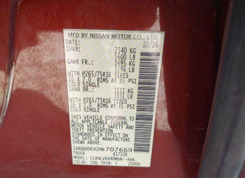 Photo 9 of 2017 Nissan Frontier PRO-4X (VIN 1N6DD0EV2HN707669)